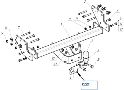 Фаркоп Oris (ранее Bosal) для Sollers Atlant средняя база 2022-2025. Фланцевое крепление. Артикул 5617-F