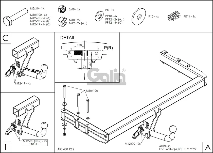 Фаркоп Galia оцинкованный для Audi Q5 2008-2012. Артикул A046A Фаркоп Galia оцинкованный для Audi Q5 2008-2012. Артикул A046A