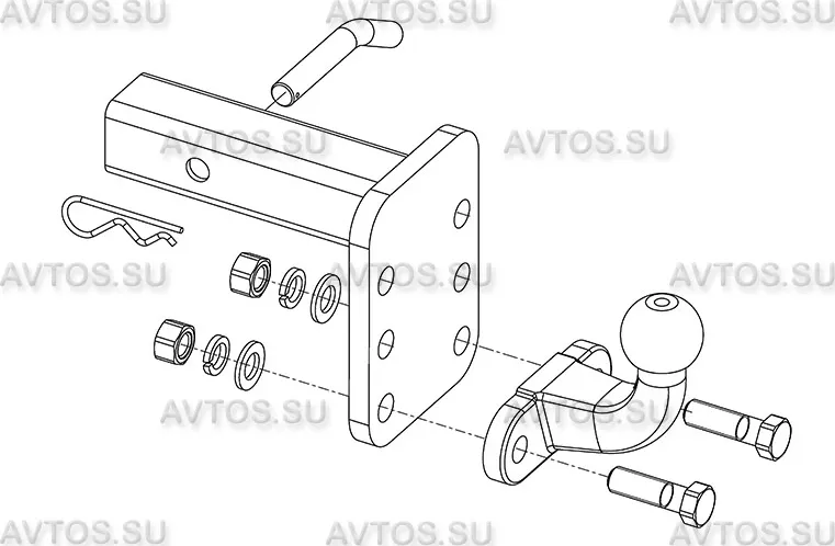 Шаровый узел AvtoS для фаркопа под квадратное отверстие US-2 50х50 мм (на базе шара F). Артикул TY 07 Шаровый узел AvtoS для фаркопа под квадратное отверстие US-2 50х50 мм (на базе шара F). Артикул TY 07