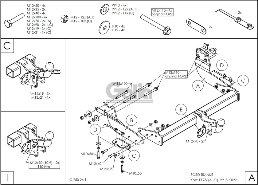 Фаркоп Galia оцинкованный для Ford Transit 2013-2025. Артикул F125A Фаркоп Galia оцинкованный для Ford Transit 2013-2025. Артикул F125A