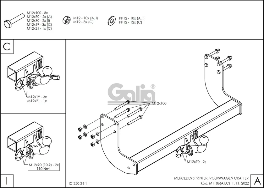 Фаркоп Galia оцинкованный для Volkswagen Crafter (без подножки) 2006-2016. Артикул M118A Фаркоп Galia оцинкованный для Volkswagen Crafter (без подножки) 2006-2016. Артикул M118A