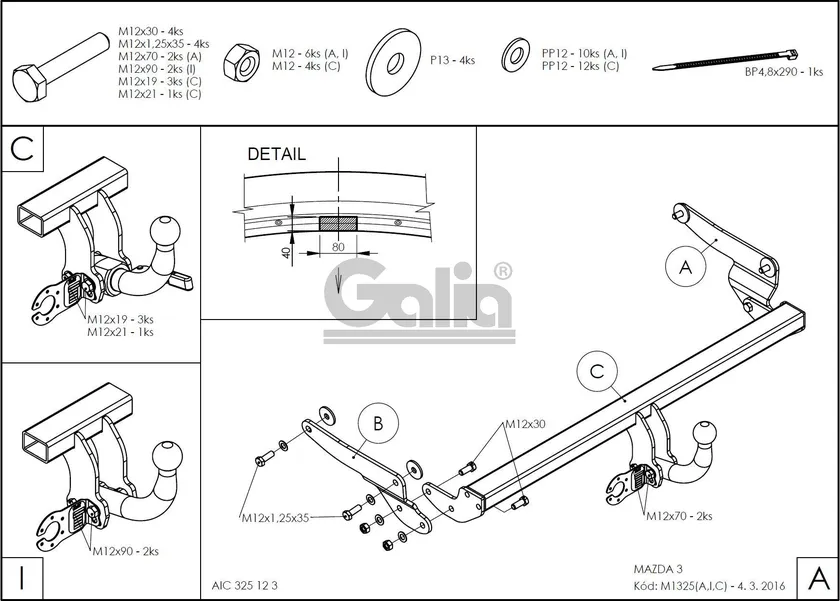Фаркоп Galia оцинкованный для Mazda 3 III хэтчбек 2013-2018. Артикул M132A Фаркоп Galia оцинкованный для Mazda 3 III хэтчбек 2013-2018. Артикул M132A