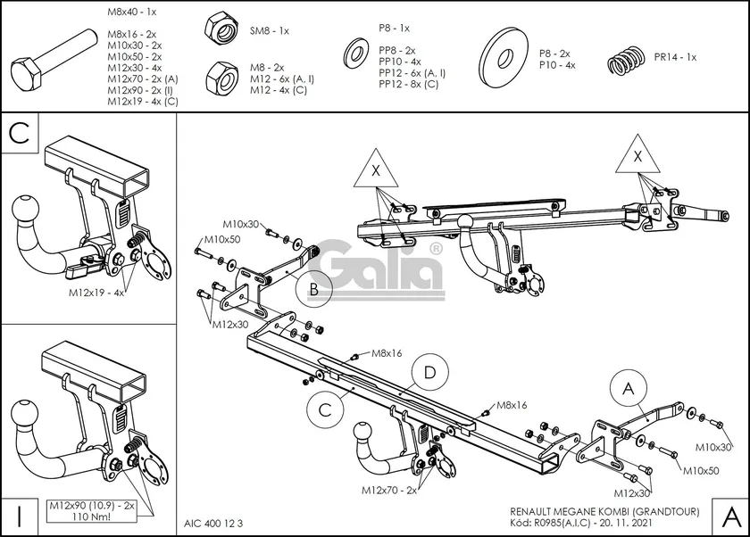 Фаркоп Galia оцинкованный для Renault Megane IV GrandTour универсал 2016-2025. Быстросъемный крюк. Артикул R098C Фаркоп Galia оцинкованный для Renault Megane IV GrandTour универсал 2016-2025. Быстросъемный крюк. Артикул R098C