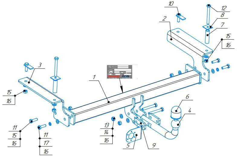 Фаркоп Oris (ранее Bosal) для Haval F7 2019-2025. Артикул 3325-A