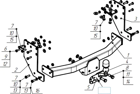Фаркоп Oris (ранее Bosal) для ГАЗ 2310 Соболь шасси 2003-2025. Фланцевое крепление. Артикул 5615-F