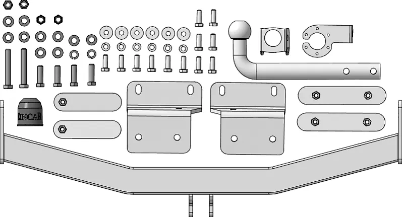 Фаркоп ZincaR оцинкованный для Hyundai Tucson IV 2020-2025 (оцинк. шар). Артикул ZH102A Фаркоп ZincaR оцинкованный для Hyundai Tucson IV 2020-2025 (оцинк. шар). Артикул ZH102A