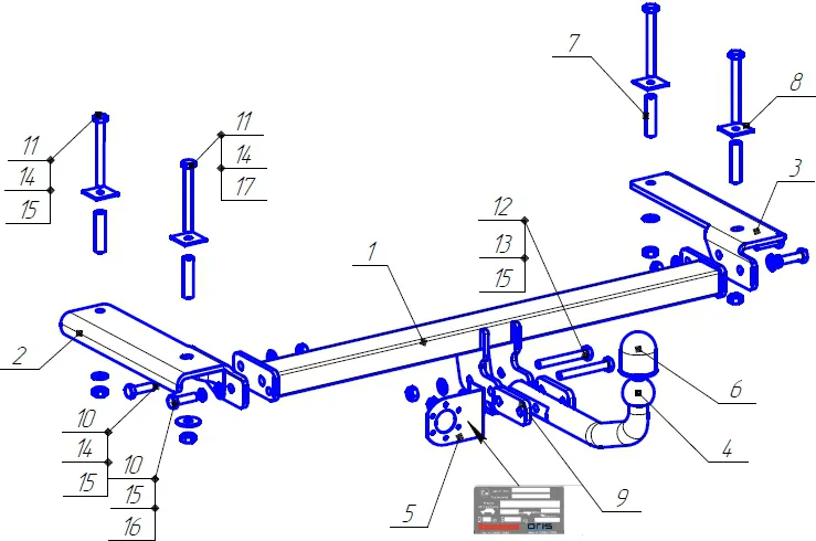 Фаркоп Oris (ранее Bosal) для Chery Tiggo 4 2019-2025. Артикул 7613-A