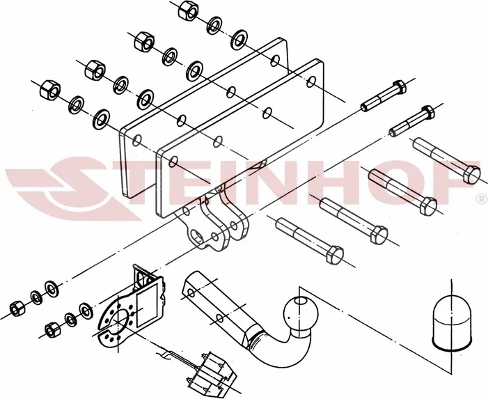 Фаркоп Steinhof для Jeep Commander (XH) Limited, Laredo, Overland 2006-2011. Артикул J-050/1