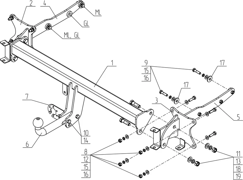 Фаркоп AvtoS для Mercedes-Benz M-Класс (ML) W164 2005-2011. Артикул MB 07 Фаркоп AvtoS для Mercedes-Benz M-Класс (ML) W164 2005-2011. Артикул MB 07