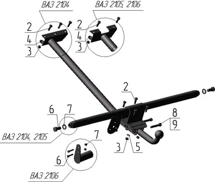 Фаркоп AvtoS для ВАЗ 2103 1972-1984. Артикул VAZ-36