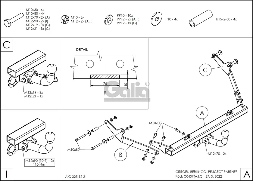 Фаркоп Galia оцинкованный для Citroen Berlingo II (дл. базы 2690/2693мм) 2008-2011. Артикул C043A Фаркоп Galia оцинкованный для Citroen Berlingo II (дл. базы 2690/2693мм) 2008-2011. Артикул C043A