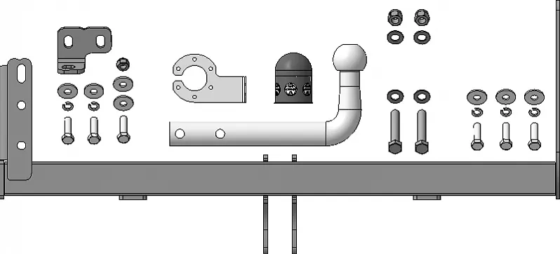 Фаркоп Мотодор для Lada Kalina II (вкл. SW) 2013-2018. Оцинкованный шар. Артикул L102A Фаркоп Мотодор для Lada Kalina II (вкл. SW) 2013-2018. Оцинкованный шар. Артикул L102A