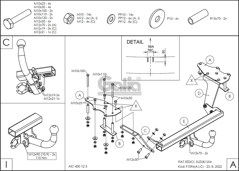 Фаркоп Galia оцинкованный для Suzuki SX4 I 5-дв. 2/4WD 2006-2013. Артикул F109A Фаркоп Galia оцинкованный для Suzuki SX4 I 5-дв. 2/4WD 2006-2013. Артикул F109A