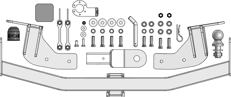 Фаркоп ZincaR оцинкованный под американский квадрат для Changan CS95 2023-2025 с оцинк. шаром. Артикул ZC102E