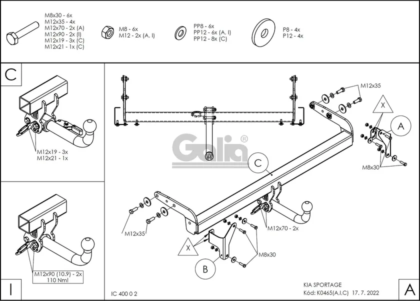 Фаркоп Galia оцинкованный для Kia Sportage IV рестайлинг 2018-2022. Артикул K046A Фаркоп Galia оцинкованный для Kia Sportage IV рестайлинг 2018-2022. Артикул K046A