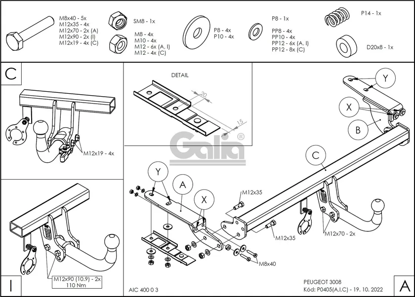 Фаркоп Galia оцинкованный для Peugeot 3008 I (искл. Hybrid) 2009-2016. Быстросъемный крюк. Артикул P040C Фаркоп Galia оцинкованный для Peugeot 3008 I (искл. Hybrid) 2009-2016. Быстросъемный крюк. Артикул P040C