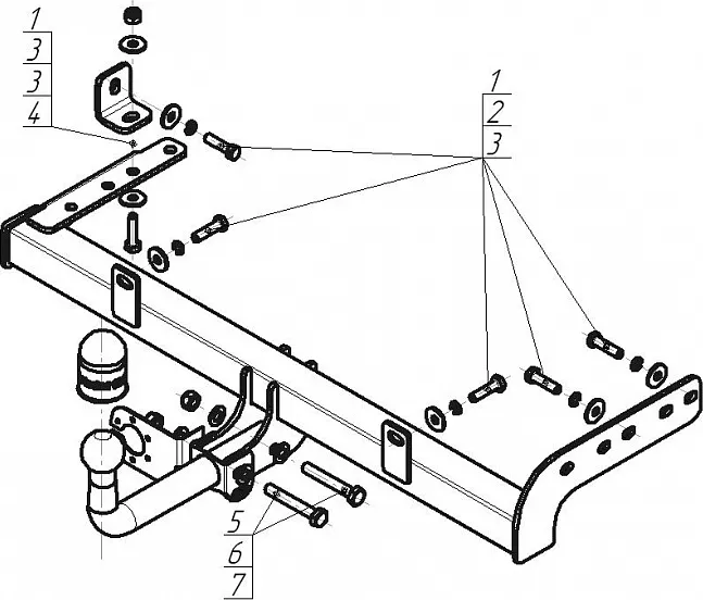 Фаркоп Мотодор для Lada Kalina II универсал 2013-2018. Артикул 92108-A Фаркоп Мотодор для Lada Kalina II универсал 2013-2018. Артикул 92108-A