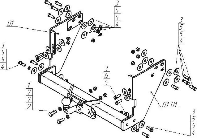 Фаркоп Мотодор оцинкованный для Isuzu Elf NMR85H 2011-2025. Фланцевое крепление. Артикул 96401-F