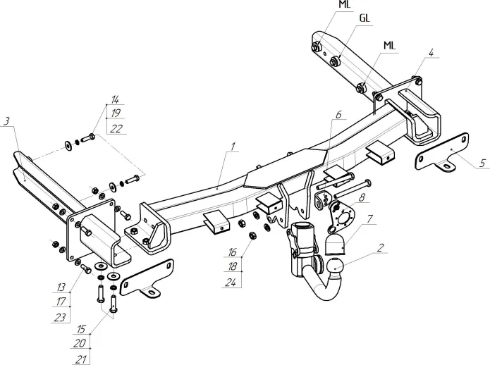 Фаркоп Oris (ранее Bosal) для Mercedes-Benz GL-Class X164 2006-2012. Быстросъемное крепение серии D2. Артикул 2255-D2 Фаркоп Oris (ранее Bosal) для Mercedes-Benz GL-Class X164 2006-2012. Быстросъемное крепение серии D2. Артикул 2255-D2