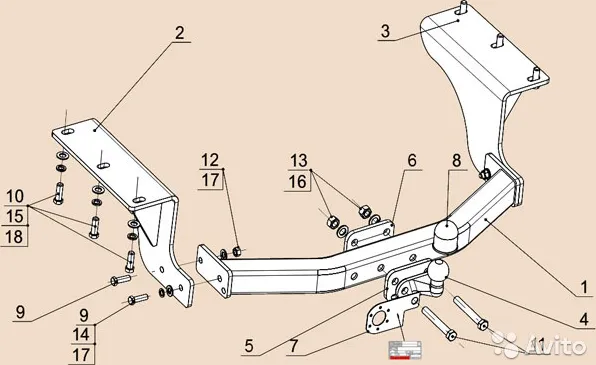 Фаркоп Oris (ранее Bosal) для Acura MDX III 2013-2020. Артикул 4380-F