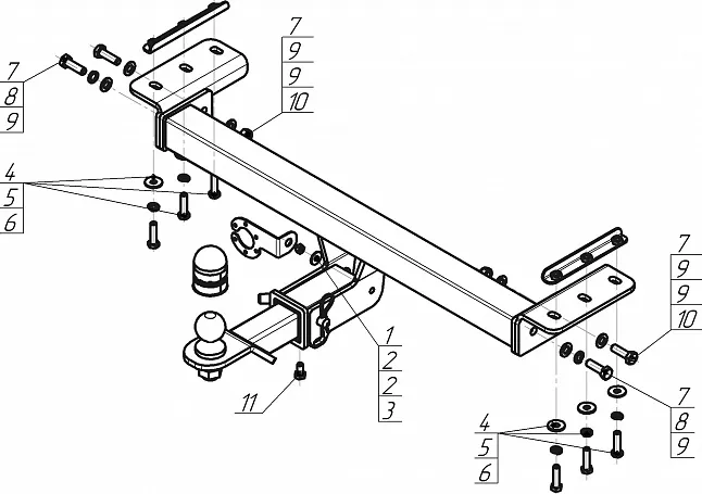 Фаркоп Мотодор под американский квадрат для Chery Tiggo 7 Pro 2020-2025. Артикул 99004-E Фаркоп Мотодор под американский квадрат для Chery Tiggo 7 Pro 2020-2025. Артикул 99004-E