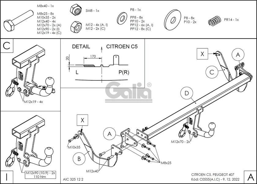 Фаркоп Galia оцинкованный для Peugeot 407 седан 2004-2010. Артикул C055A Фаркоп Galia оцинкованный для Peugeot 407 седан 2004-2010. Артикул C055A