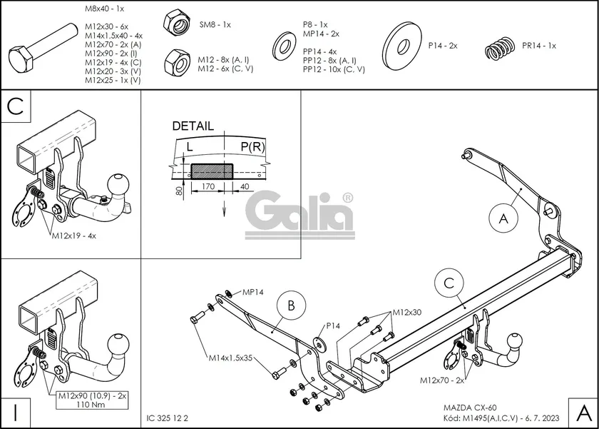 Фаркоп Galia оцинкованный для Mazda CX-60 2022-2025. Быстросъемный крюк. Артикул M149C Фаркоп Galia оцинкованный для Mazda CX-60 2022-2025. Быстросъемный крюк. Артикул M149C