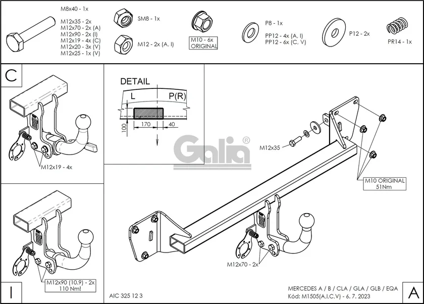 Фаркоп Galia оцинкованный для Mercedes-Benz A-Класс W177 2018-2025. Артикул M150A Фаркоп Galia оцинкованный для Mercedes-Benz A-Класс W177 2018-2025. Артикул M150A