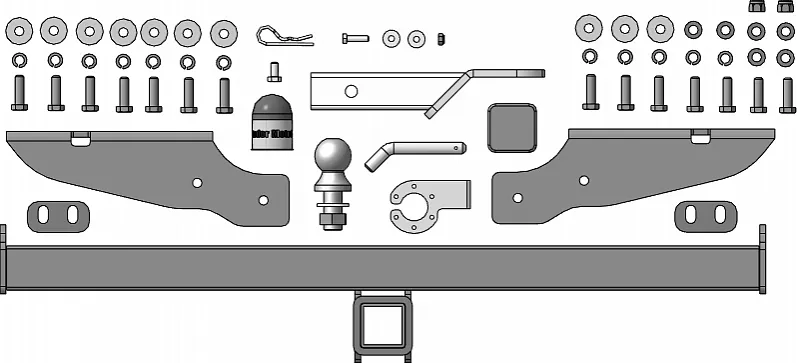 Фаркоп Мотодор под американский квадрат для Foton Tunland G7 2024-2025 (оцинк. шар). Артикул 97502-E