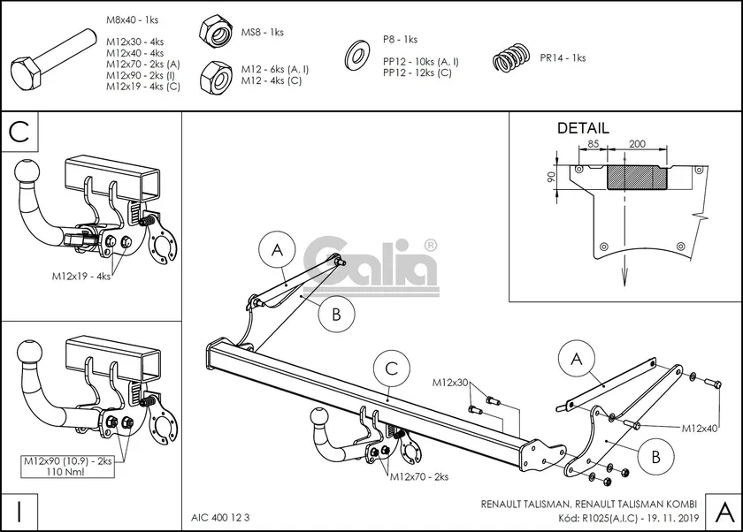 Фаркоп Galia оцинкованный для Renault Talisman универсал 2016-2022. Артикул R102A Фаркоп Galia оцинкованный для Renault Talisman универсал 2016-2022. Артикул R102A