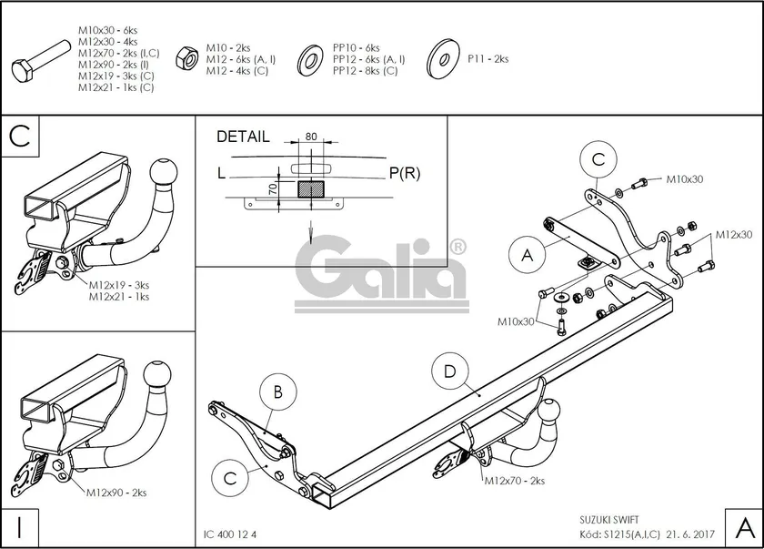 Фаркоп Galia оцинкованный для Suzuki Swift V хетчбек 3,5 дверей (кроме 4WD) 2016-2025. Артикул S121A Фаркоп Galia оцинкованный для Suzuki Swift V хетчбек 3,5 дверей (кроме 4WD) 2016-2025. Артикул S121A