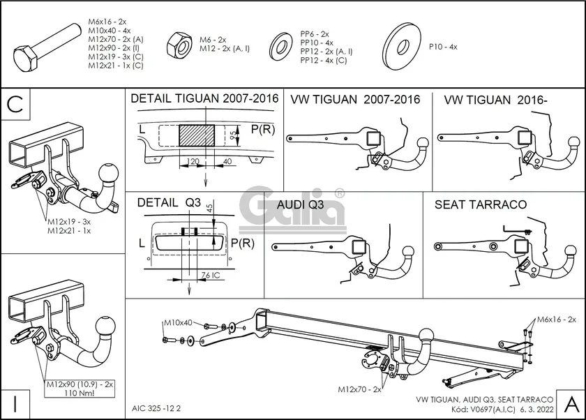 Фаркоп Galia оцинкованный для Volkswagen Tiguan II 2016-2025. Быстросъемный крюк. Артикул V069C Фаркоп Galia оцинкованный для Volkswagen Tiguan II 2016-2025. Быстросъемный крюк. Артикул V069C