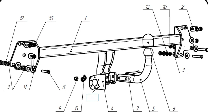 Фаркоп Oris (ранее Bosal) для Lifan Murman седан 2017-2025. Артикул 3321-A