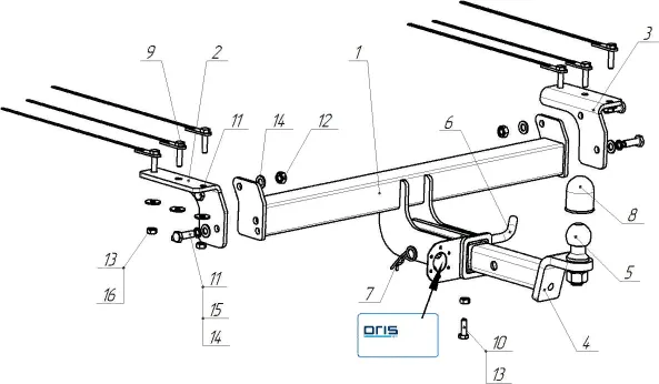 Фаркоп Oris (ранее Bosal) для Exeed LX 2022-2025 (американский квадрат). Артикул 7617-E