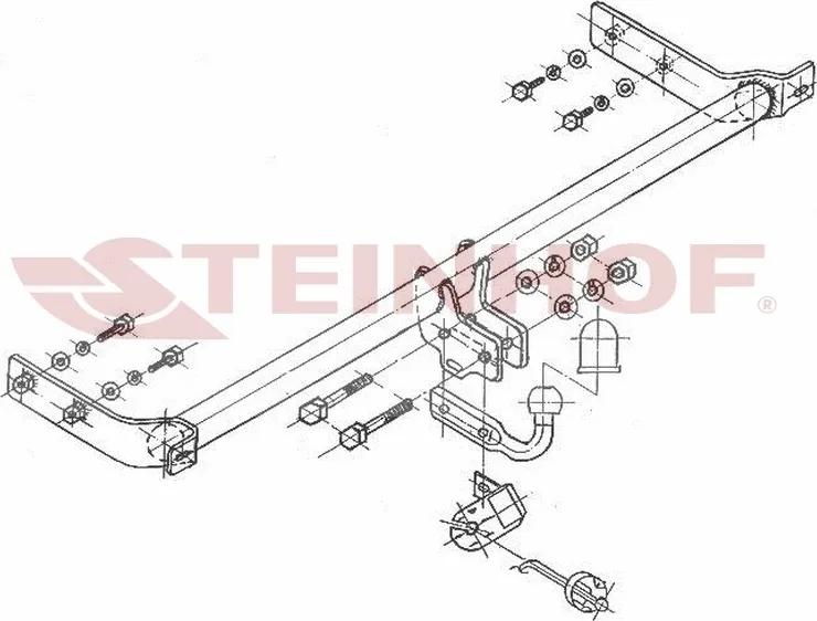 Фаркоп Steinhof для Volkswagen Passat B3 седан/универсал 1988-1993. Артикул V-098