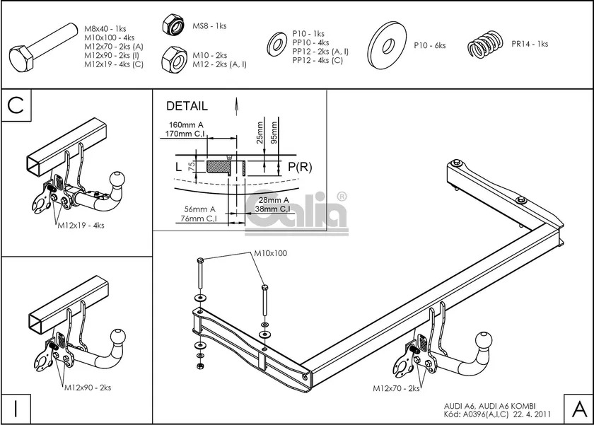 Фаркоп Galia оцинкованный для Audi A6 C6 седан, универсал (вкл. 4WD QUATTRO) 2004-2011. Артикул A039A Фаркоп Galia оцинкованный для Audi A6 C6 седан, универсал (вкл. 4WD QUATTRO) 2004-2011. Артикул A039A