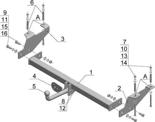 Фаркоп AvtoS для Great Wall Wingle 3 2007-2011. Артикул GW 06 Фаркоп AvtoS для Great Wall Wingle 3 2007-2011. Артикул GW 06
