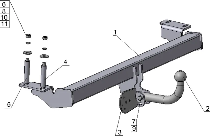 Фаркоп AvtoS для Chery Tiggo (T11) до рестайлинга 2005-2013. Артикул TY 16