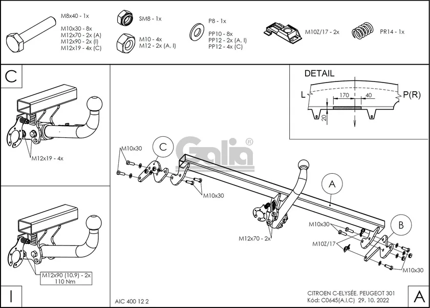 Фаркоп Galia оцинкованный для Peugeot 301 2013-2025. Артикул C064A Фаркоп Galia оцинкованный для Peugeot 301 2013-2025. Артикул C064A