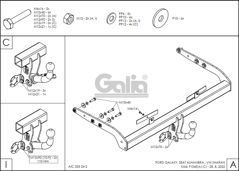 Фаркоп Galia оцинкованный для Ford Galaxy I 2/4WD 2000-2006. Артикул F104A Фаркоп Galia оцинкованный для Ford Galaxy I 2/4WD 2000-2006. Артикул F104A
