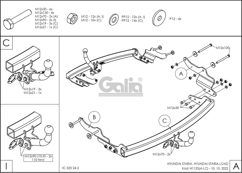 Фаркоп Galia оцинкованный для Hyundai Staria 2021-2025. Артикул H112A Фаркоп Galia оцинкованный для Hyundai Staria 2021-2025. Артикул H112A