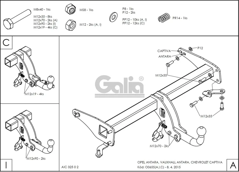 Фаркоп Galia оцинкованный для Chevrolet Captiva (для авто без запаски снизу) 2013-2016. Артикул O065A Фаркоп Galia оцинкованный для Chevrolet Captiva (для авто без запаски снизу) 2013-2016. Артикул O065A