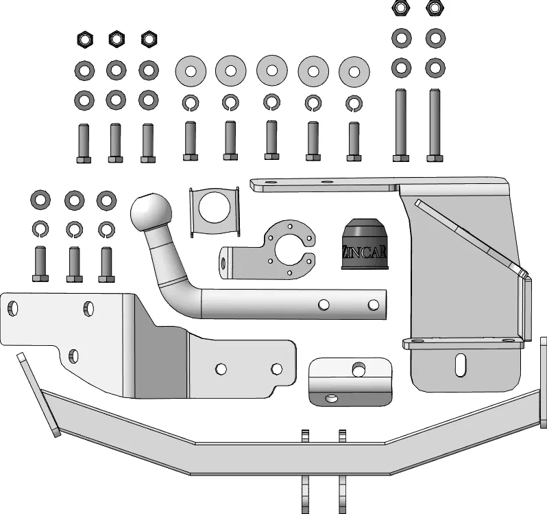 Фаркоп ZincaR оцинкованный для Hyundai Santa Fe IV рестайлинг 2020-2025 с оцинк. шаром. Артикул ZK101A Фаркоп ZincaR оцинкованный для Hyundai Santa Fe IV рестайлинг 2020-2025 с оцинк. шаром. Артикул ZK101A