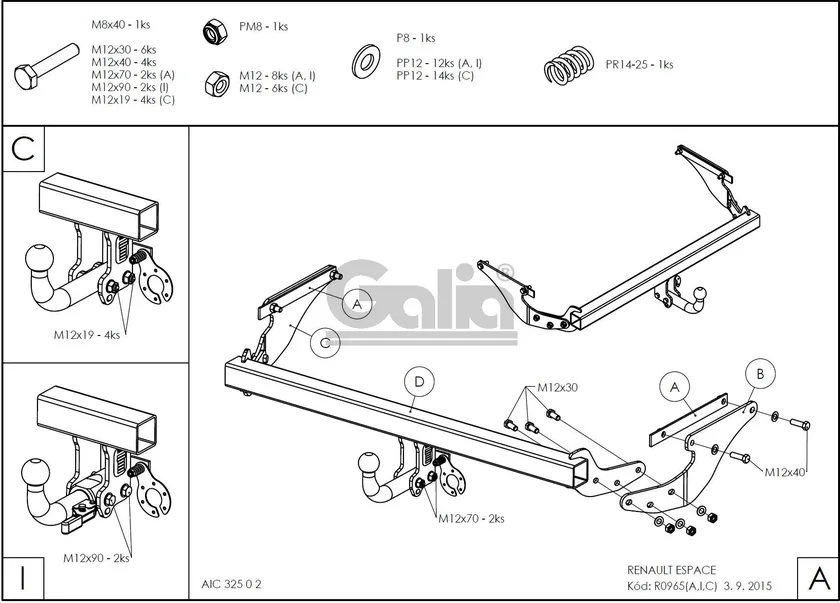 Фаркоп Galia оцинкованный для Renault Espace V 2015-2025. Артикул R096A Фаркоп Galia оцинкованный для Renault Espace V 2015-2025. Артикул R096A