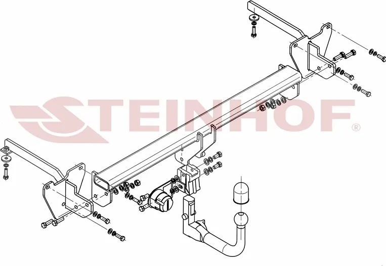 Фаркоп Steinhof для Fiat Doblo II (в т.ч. Maxi, кроме CNG) 2010-2025. Быстросъемный крюк. Артикул F-069
